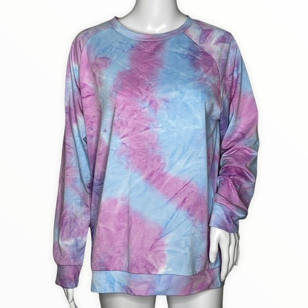 Zeagoo Sweatshirt Womens Medium‎ Blue Purple Tie Dye Casual Lounge Athleisure